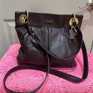 COACH ~ Ashley Brown Leather Bag Crossbody Purse Shoulderbag With Gold Hardware